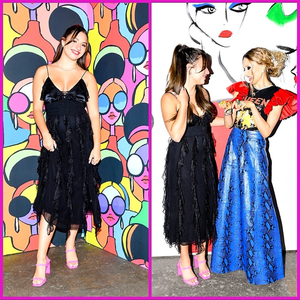 Alice + Olivia McGuire Lace & Silk Blend Black Midi Dress - Picture 15 of 17